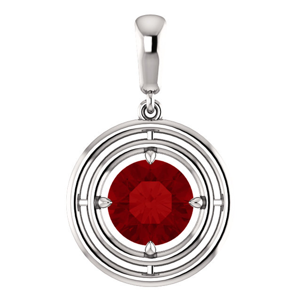 Sterling Silver Round Cut Solitaire Pendant Setting - Concentric Style Pendant Mounting